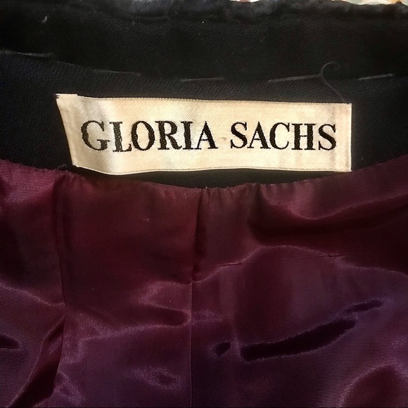 VTG Gloria Sachs Designer Navy Coat Fits Sz 8 - Picture 14 of 16